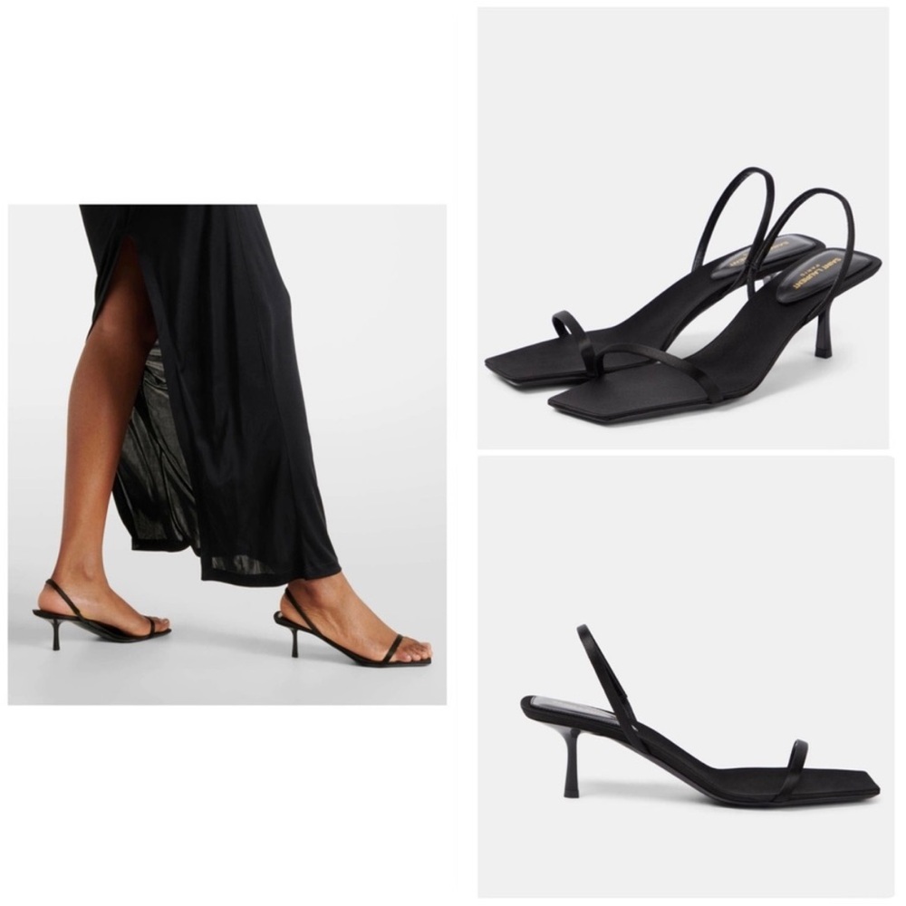 Saint Laurent Black Slim-Strap Square-Toe Sandals